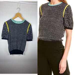 Max Mara Women's Mallo Floral Contrast Trim Knit Top (PLEASE READ)